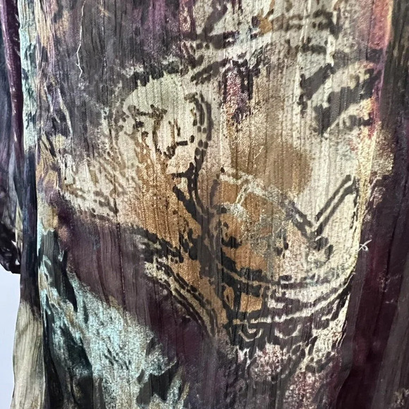 Dressbarn Multicolor Bubble Hem Paisley Earth Tones Blouse Neck Tie Size Large - Picture 6 of 8